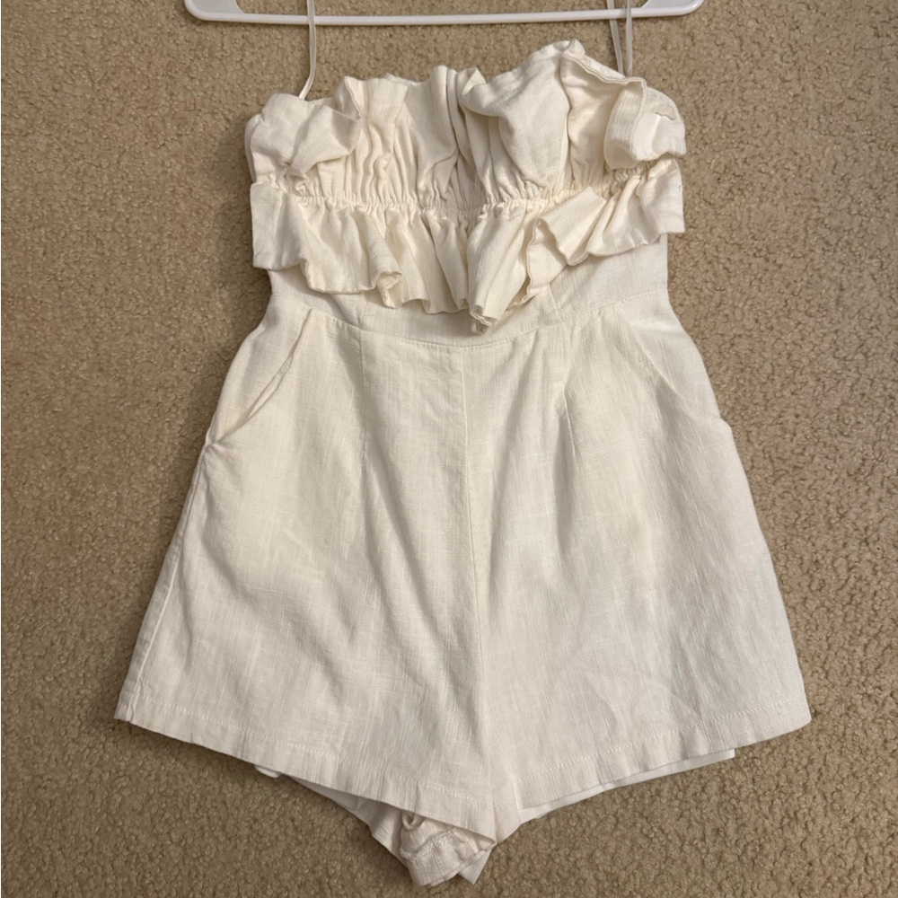 Oh Polly Cream Ruffled Jumpsuit